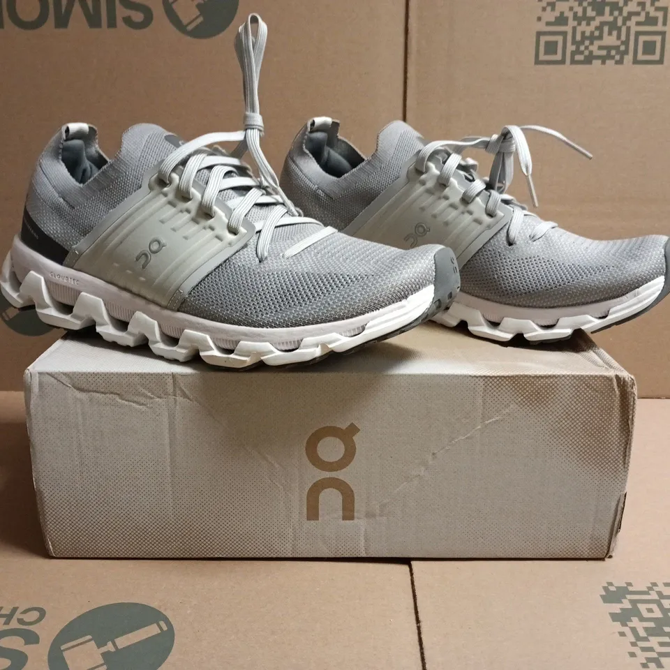 BOXED PAIR OF ON CLOUDSWIFT 3 TRAINERSIN ALLOY/GLACIER SIZE UK 11