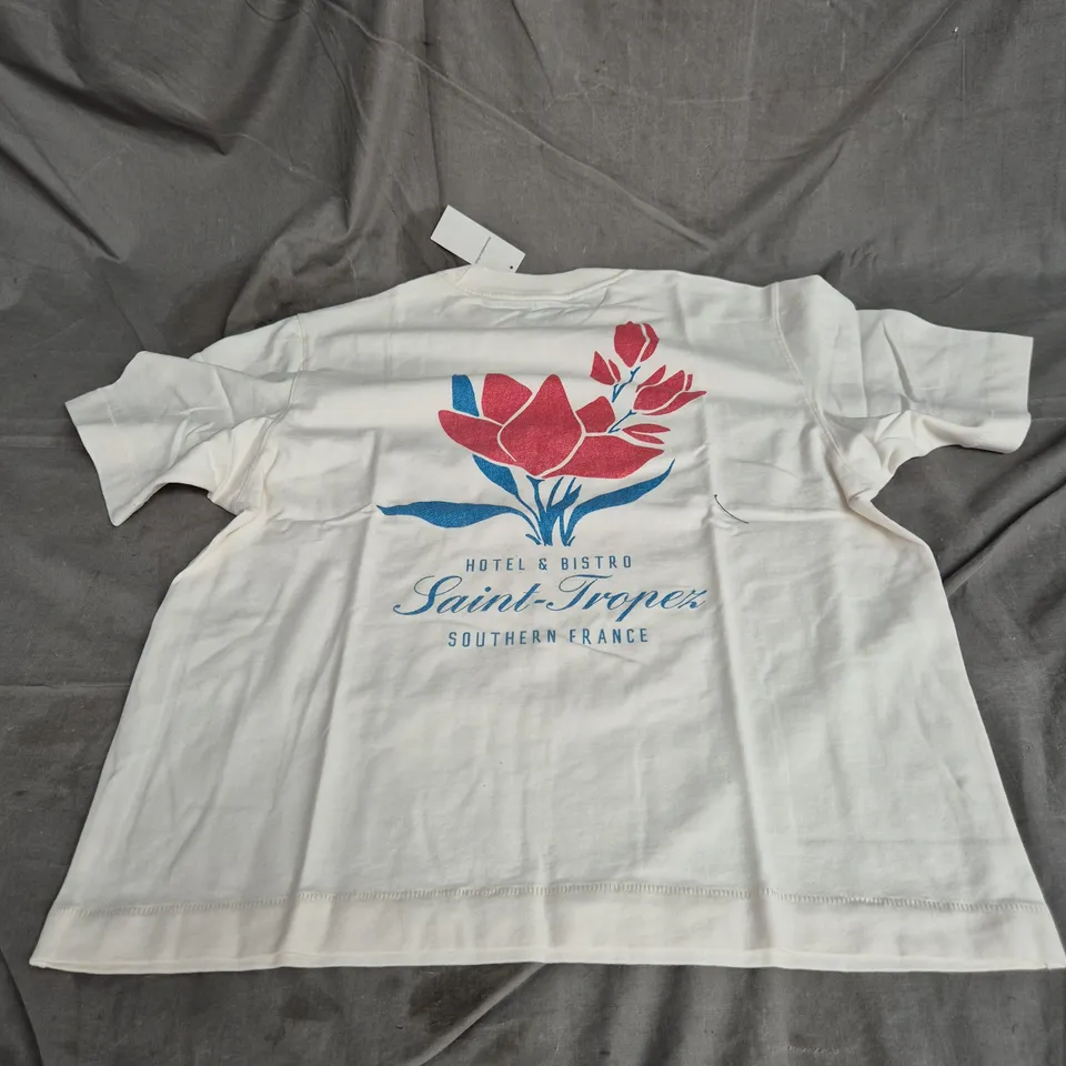 ABERCROMBIE & FITCH OVERSIZED TEE IN OFF WHITE SIZE XS