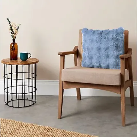 COZEE HOME TEXTURED LUXURY FAUX FUR CUSHION WHITE BOXED