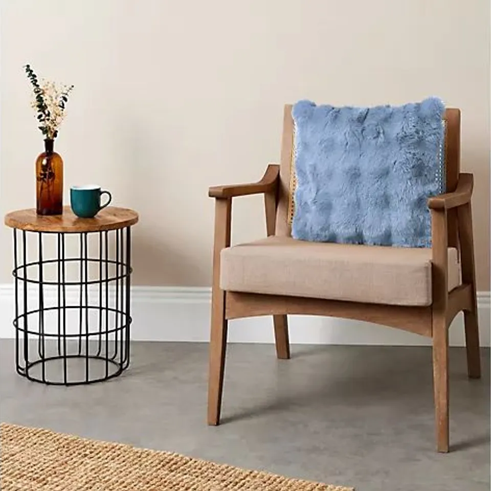 COZEE HOME TEXTURED LUXURY FAUX FUR CUSHION WHITE BOXED