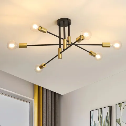 BOXED INDUSTRIAL 6-LIGHT RETRO CHANDELIER LAMPS CEILING LIGHT FOR BEDROOM