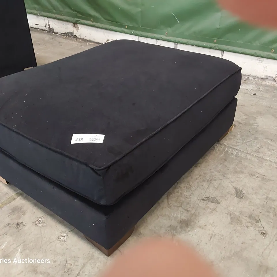QUALITY BRITISH DESIGNER LOUNGE Co. IMOGEN LARGE RECTANGULAR FOOTSTOOL BLACK PLUSH FABRIC 