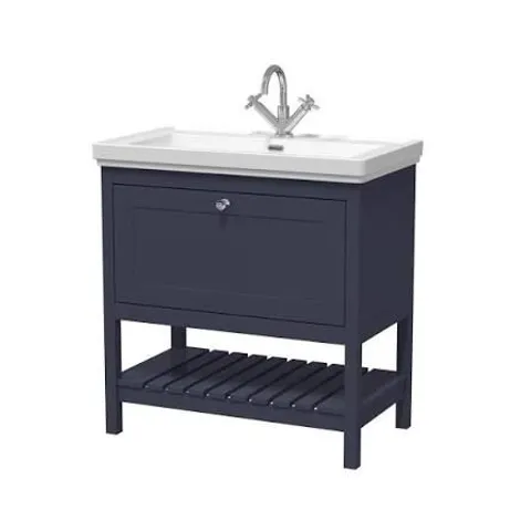 BOXED HUDSON REED BEXLEY INDIGO BLUE VANITY UNIT 800mm // UNIT ONLY, NO BASIN