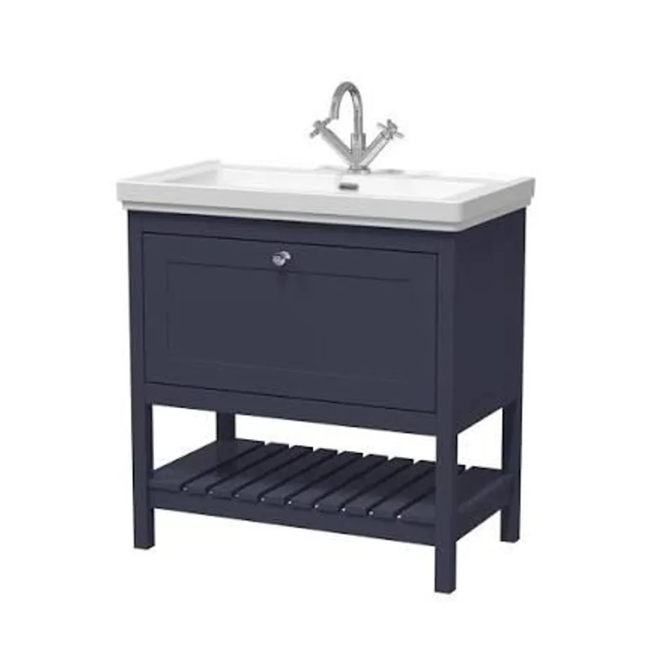 BOXED HUDSON REED BEXLEY INDIGO BLUE VANITY UNIT 800mm // UNIT ONLY, NO BASIN