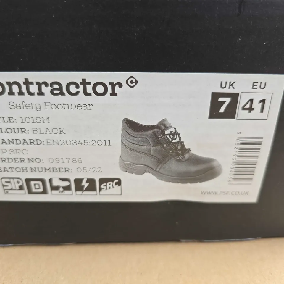 BRAND NEW BOXED CONTRACTOR BLACK SAFETY BOOTS - UK 7