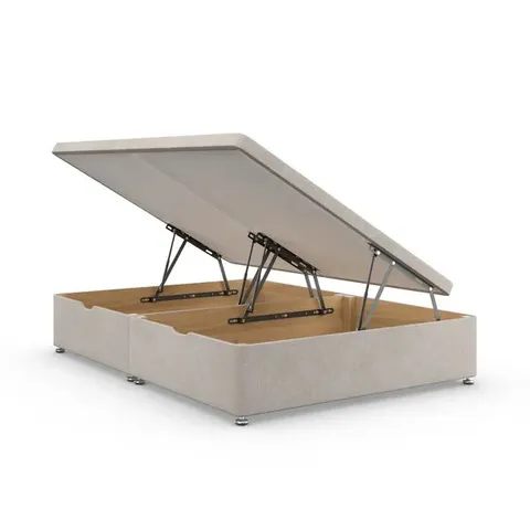 BAGGED EVERYDAY SIDE OPENING OTTOMAN BED FRAME, WOVEN FABRIC - KINGSIZE, GREY (2 ITEMS)