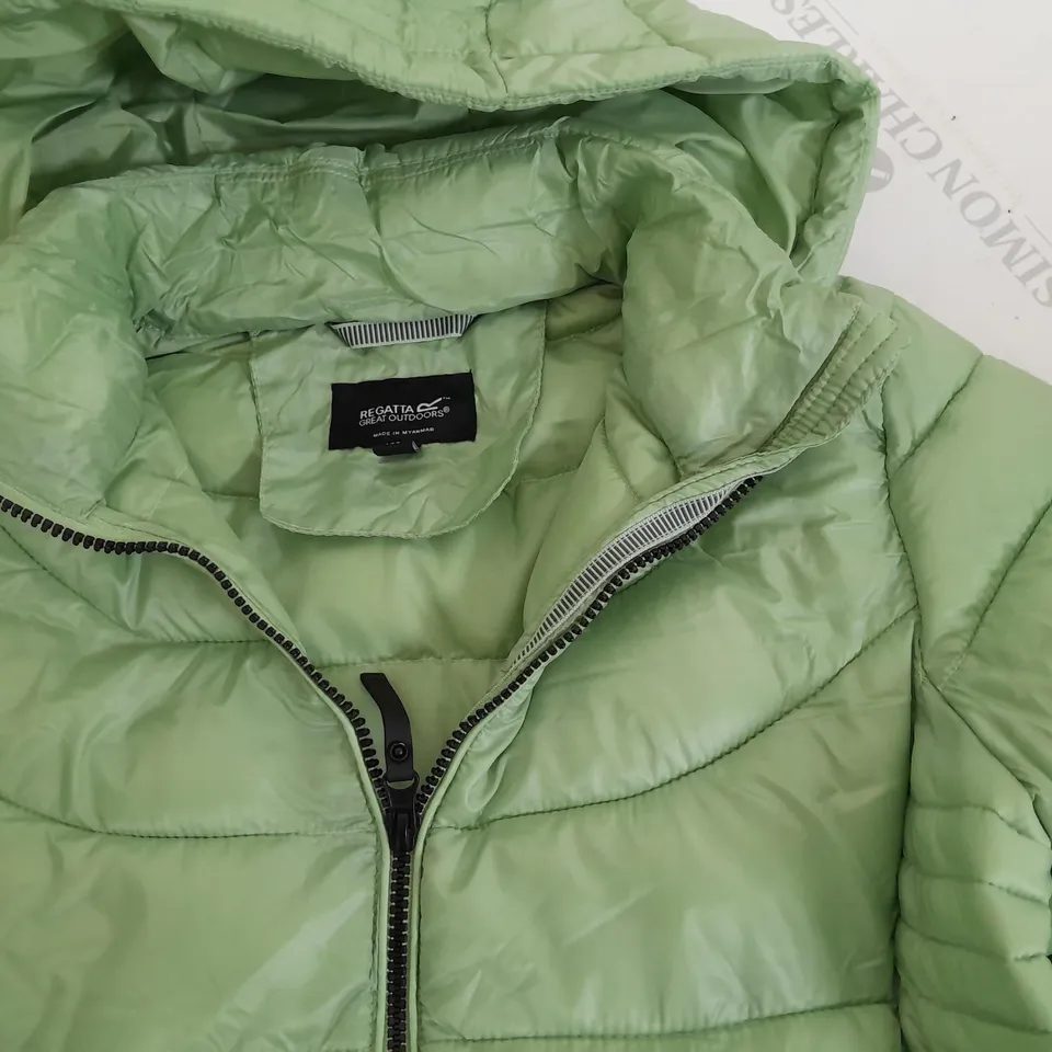 REGATTA ANDEL 3 HOODED ZI THROUGH COAT IN QUIET GREEN - UK 12