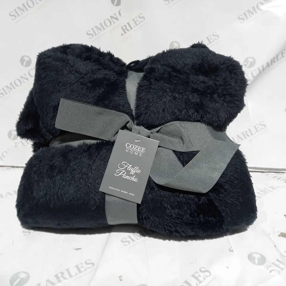 COZEE HOME FLUFFY PONCHO IN BLACK