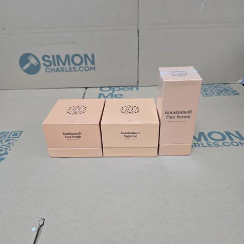 3 X KUMKUMADI ITEMS: FACE SERUM, FACE SCRUB, NIGHT GEL