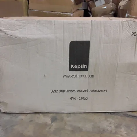 BOX TO CONTAIN 5 KEPLIN 3 TIER BAMBOO SHOE RACKS 