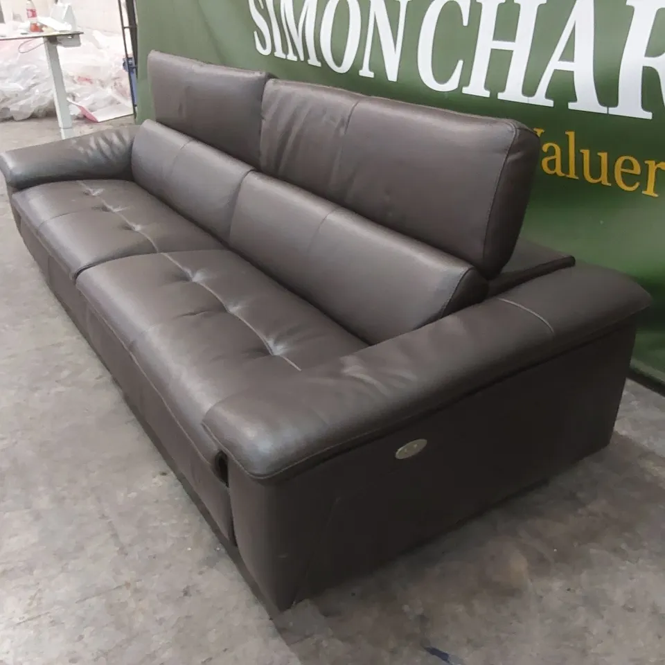 QUALITY DESIGNER ITALIAN MADE LARGE 4 SEATER ELECTRIC RECLINER LEATHER SOFA