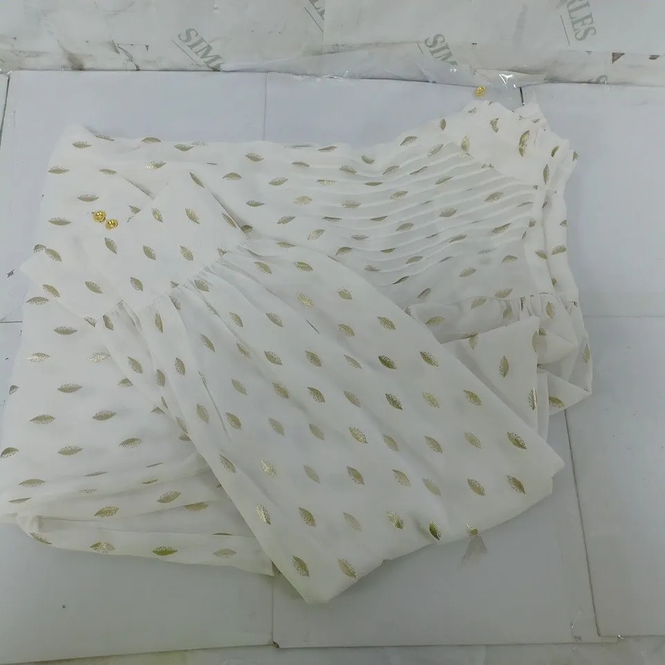 APRICOT SHIRT IN CREAM WITH GOLD PRINT SIZE UK 12