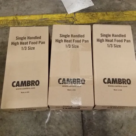 3 x BOXED DUKE CAMBRO SINGLE HANDLED HIGH HEAT FOOD PANS 1/3 SIZE