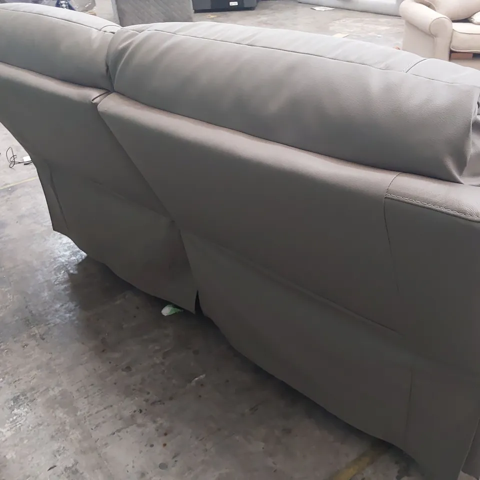 DESIGNER SIENNA MANUAL RECLINING THREE SEATER SOFA GREY LEATHER 