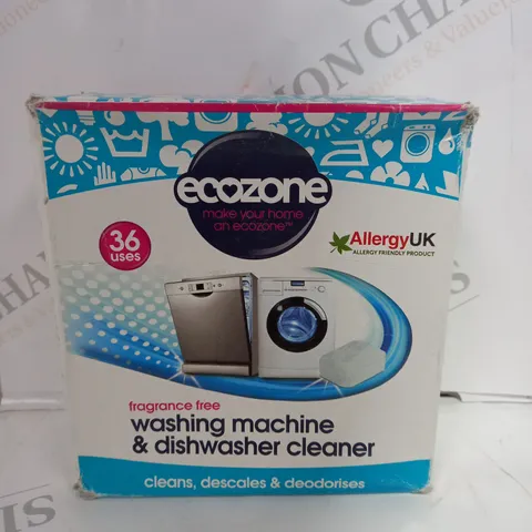 BOX OF ECOZONE EUCALYPTUS WASHING MACHINE & DISHWASHER CLEANER TABLETS