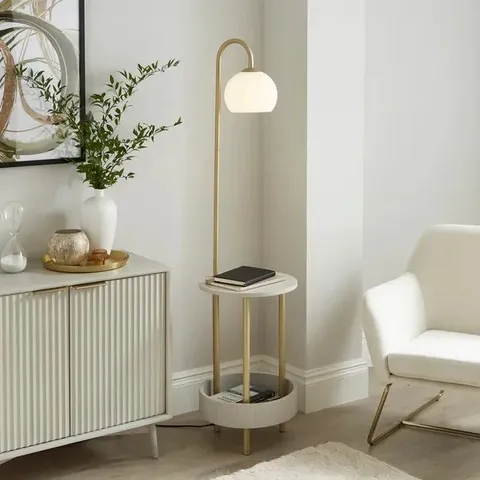 BOXED GEORGI SHELVED FLOOR LAMP - NATURAL