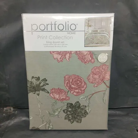 SEALED PORTFOLIO PRINT COLLECTION DUVET SET - SAGE - KING 