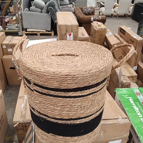 BOXED BLACK STRIPED LINEN BASKET (SET OF 3) (1 BOX)