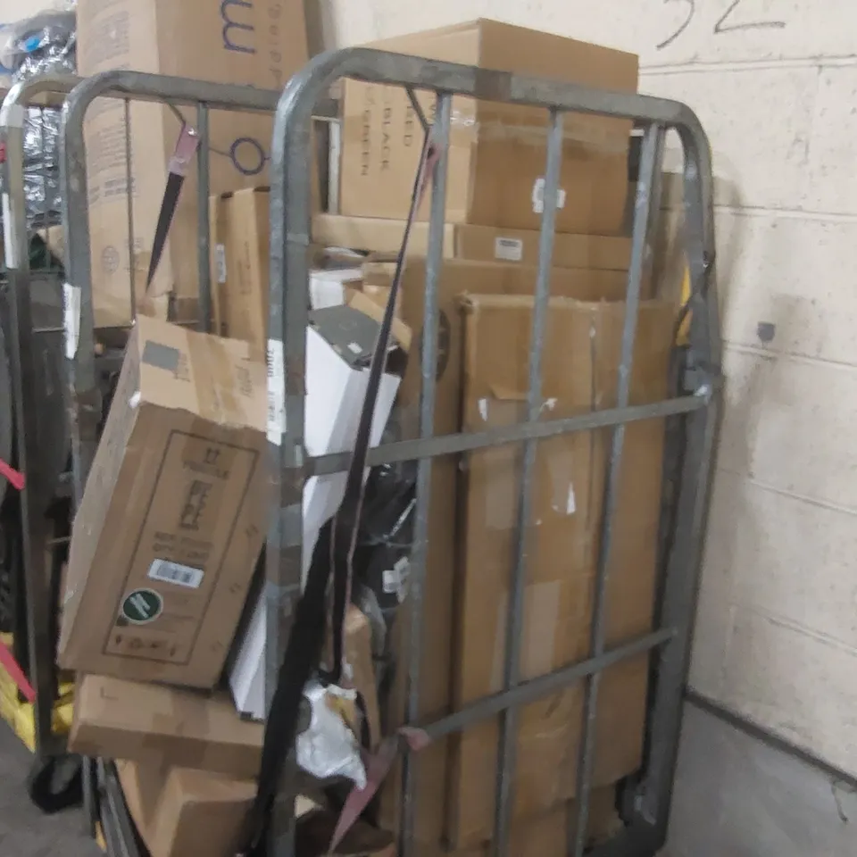 CAGE CONTAINING ASSORTED ITEMS INCLUDING: TOY FOAM BLASTER, TOILET RISER ECT // CAGE NOT INCLUDED