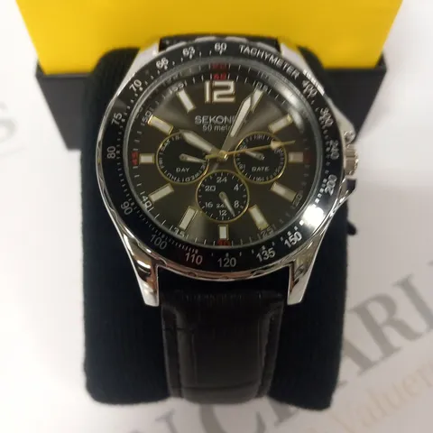 BOXED SEKONDA 50M BLACK/SILVER WATCH