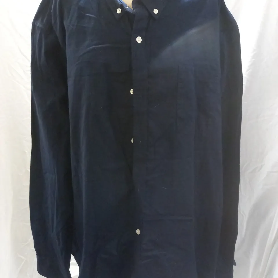 BURTON MENSWEAR LONDON DENIM BUTTON LONG SLEEVE SHIRT- NAVY BLUE - SIZE 4XL