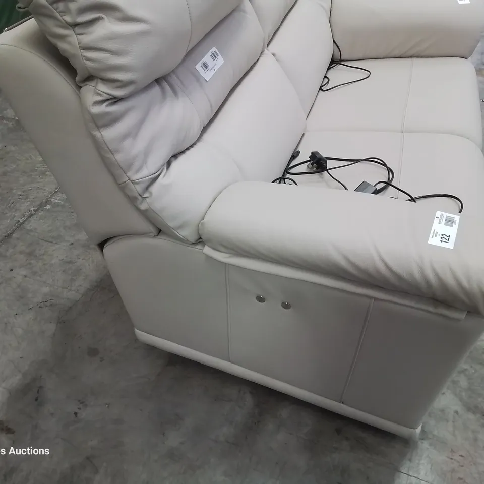 QUALITY BRITISH DESIGNER & MANUFACTURED G PLAN MALVERN POWER RECLINING TWO SEATER SOFA OXFORD PUTTY LEATHER 