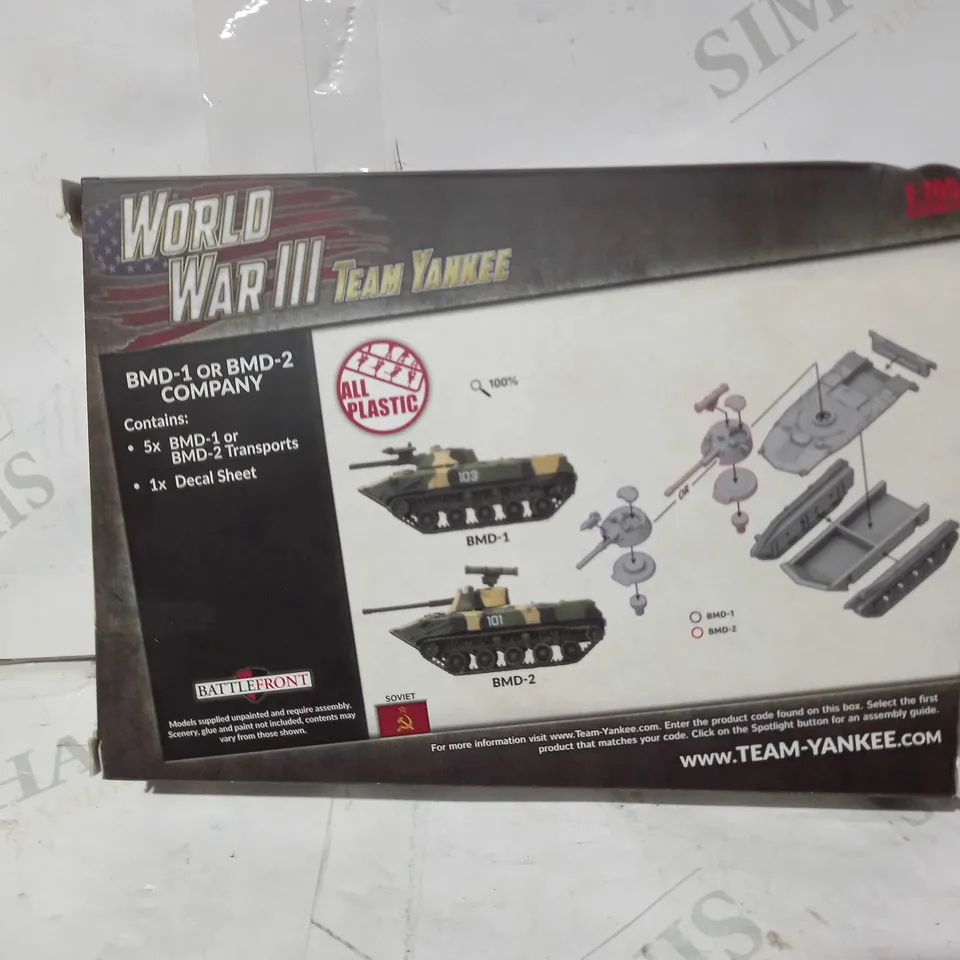 TEAM YANKEE 1:100 SCALE WORLD WAR III SOVIET BMD-1 OR BMD-2 COMPANY - 5 VEHICLES