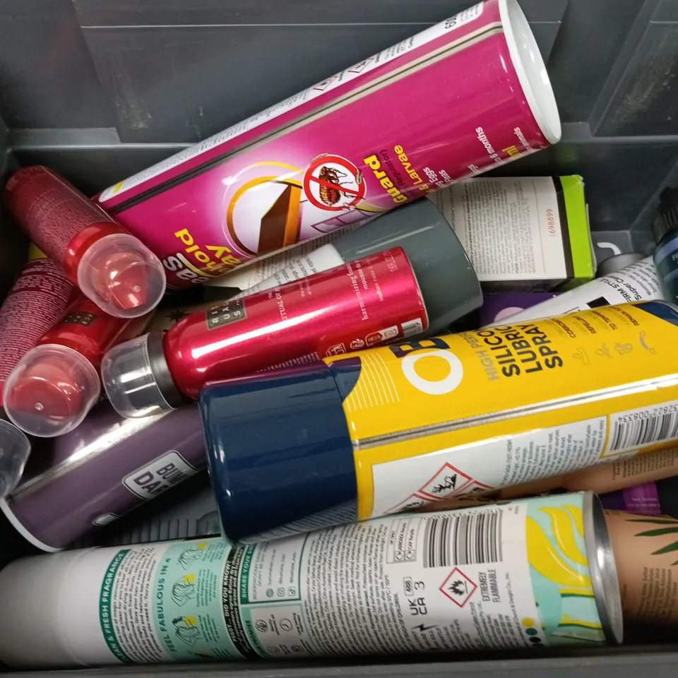 APPROXIMATELY 12 ASSORTED AEROSOLS TO INCLUDE SURE 72H, BATISTE DRY SHAMPOO, OB4 SILICONE LUBRICANT SPRAY, ETC