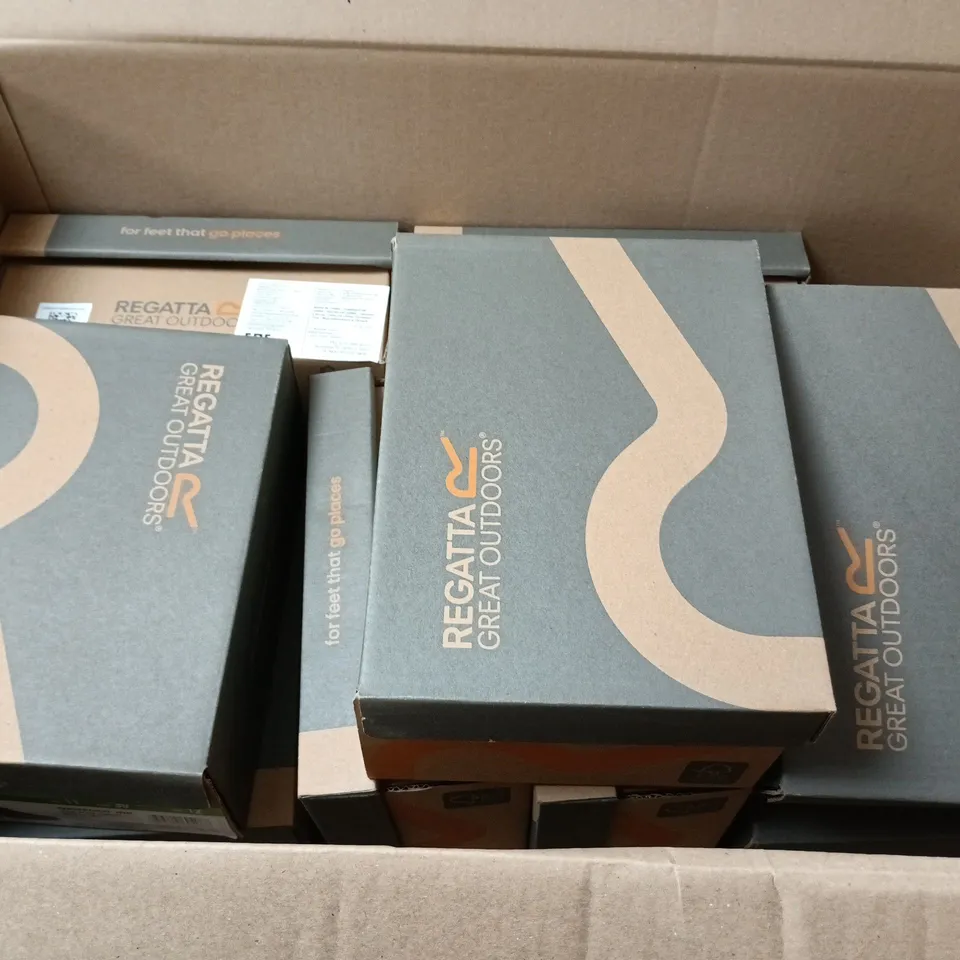 10 BOXED BRAND NEW PAIRS OF REGATTA KIDS EDGEPOINT JNR SHOES IN STEEL/PINK FUSION - UK 11