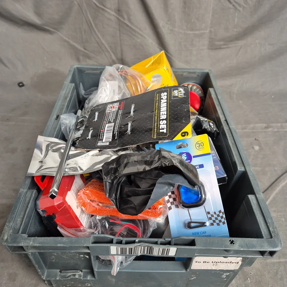 TOTE OF APPROXIMATELY. 15 ASSORTED CAR ITEMS TO INCLUDE SPANNER SETS , CAR AIR FRESHENERS AND ENGINE BEARINGS  
