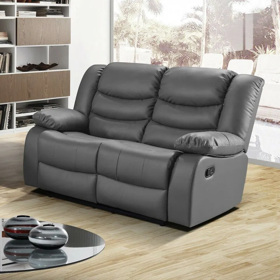 TRISTA 2 SEATER DARK GREY RECLINING SOFA
