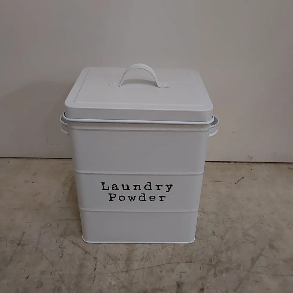 BOXED VINTAGE METAL LAUNDRY POWDER CANISTER 