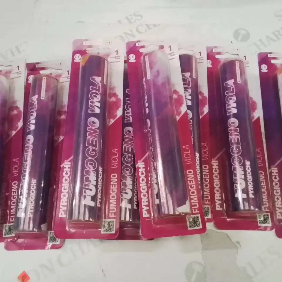 BOX CONTAINING 9 BRAND NEW PURPLE SMOKE FLARES (OVER 18 ONLY) (COLLECTION ONLY)
