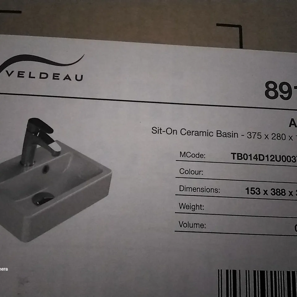 10 BOXED ARUN SIT-ON CERAMIC BASIN 375X280X100MM (10 BOXES)