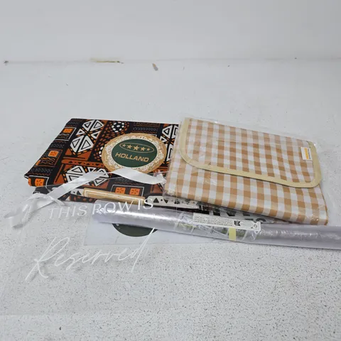 APPROXIMATELY 15 ASSORTED HOUSEHOLD PRODUCTS TO INCLUDE HOME DECOR, NAIL PADS, FABRIC ETC 