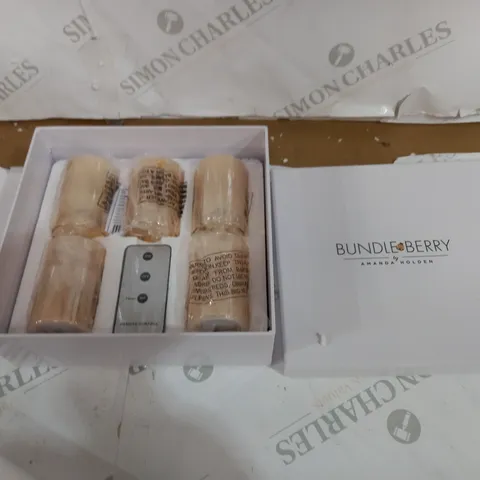 BOXED BUNDLEBERRY GOLD FLAME CANDLE SET