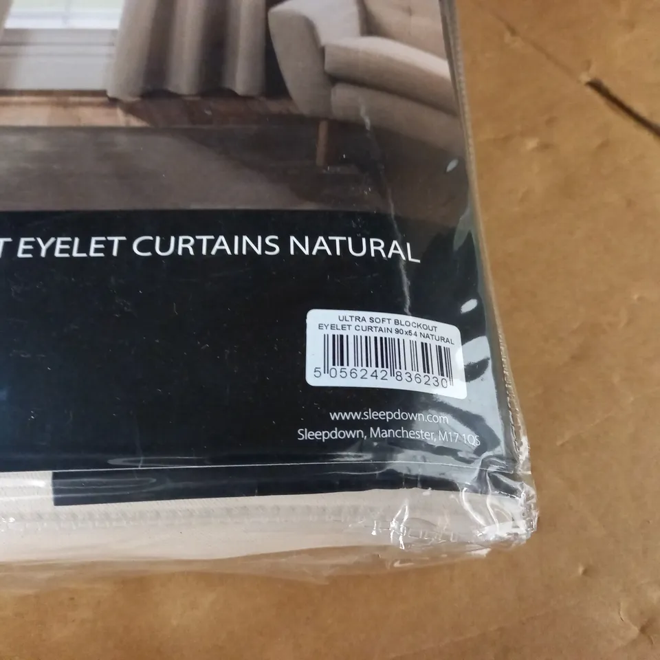 HOME ULTRA SOFT BLOCK OUT EYELET CURTAINS IN NATURAL - W228 D137CM