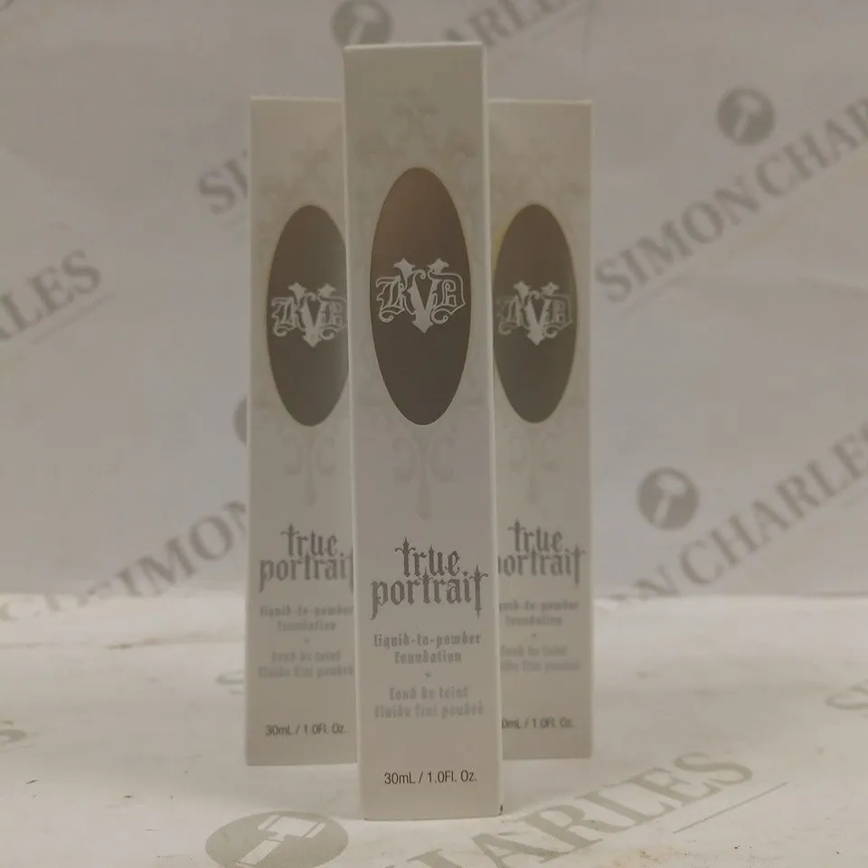 BOX OF APPROX 12 X 30ML KVD VEGAN BEAUTY TRUE PORTRAIT FOUNDATION #082 DEEP 