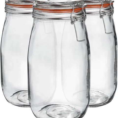 BOXED NEO 1500ML SCANDI GLASS STORAGE JAR 3 PACK
