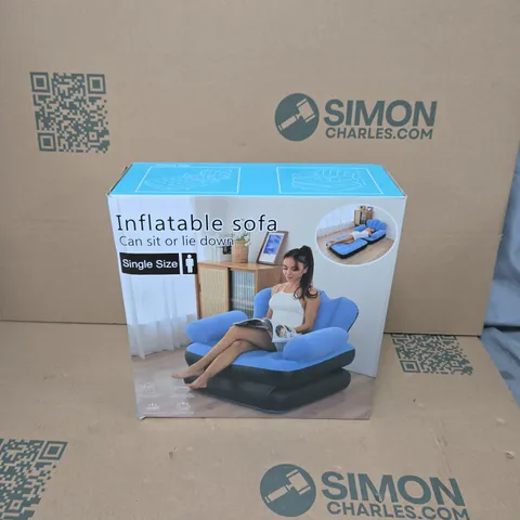 BOXED INFLATABLE SINGLE SIZE SOFA IN BLUE