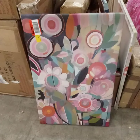 COLOURFUL FLORAL ABSTRACT PAINTING PRINT ON CANVAS 
