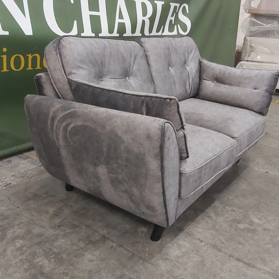 QUALITY DESIGNER PAULO 2 SEATER VELVET UPHOLSTERED SOFA 