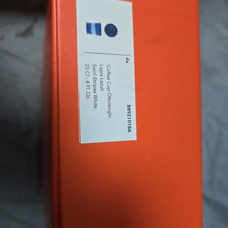 SERAX OTTOLENGHI COFFEE CUPS – LAPIS LAZULI WITH SWIRL-STRIPE WHITE, BOXED-SET OF 4