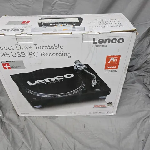 LENCO DIRECT DRIVE TURNTABLE L-3809BK – USB-PC RECORDING (BOXED)