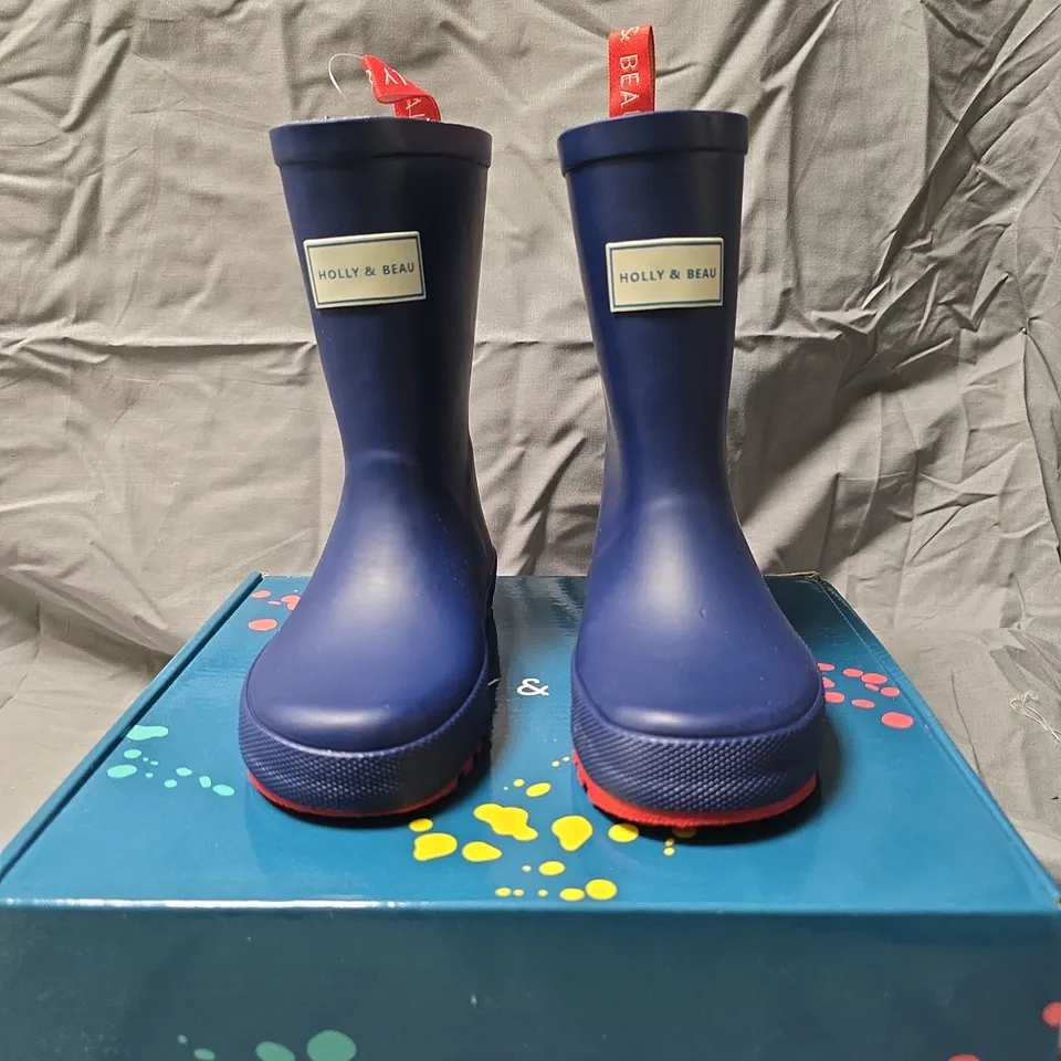 HOLLY & BEAU NAVY RAIN BOOTS – KIDS, UK 10 (EU 28)