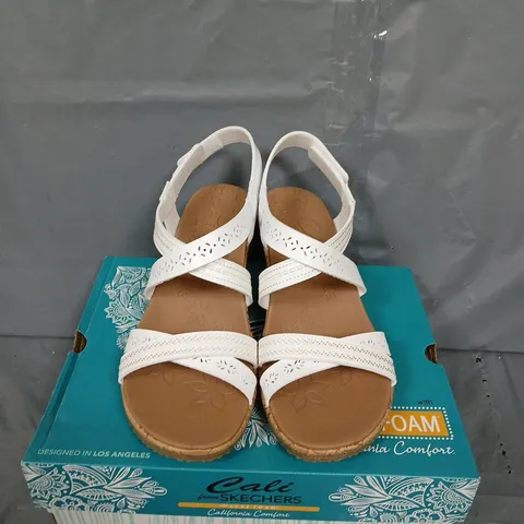 BOXED PAIR OF CALI SKECHERS WEDGED SANDALS - UK SIZE 7