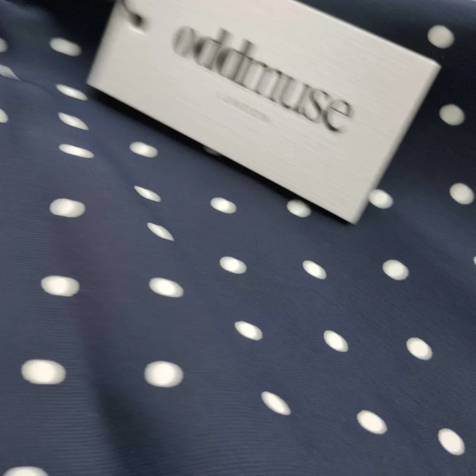 THE ULTIMATE MUSE POLKA DOT PEPLUM TOP – NAVY, XL