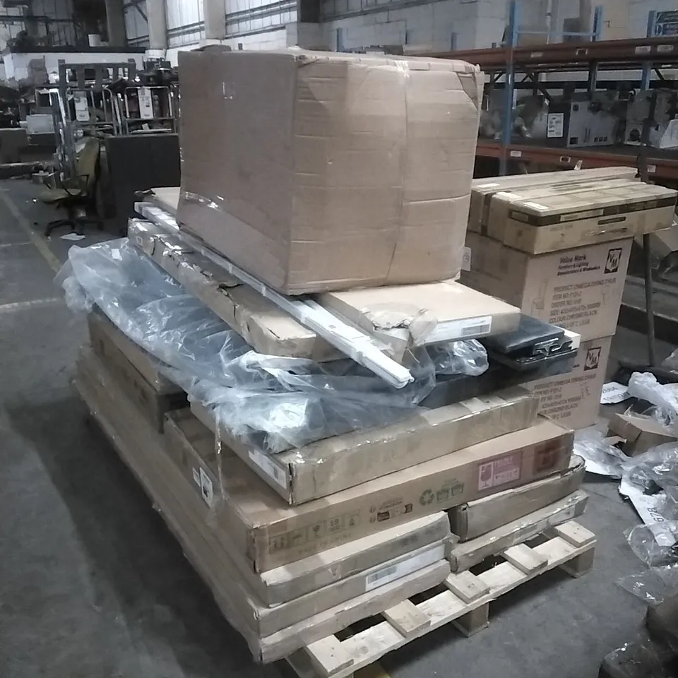 PALLET OF ASSORTED, INCOMPLETE FURNITURE PARTS AND PIECES 