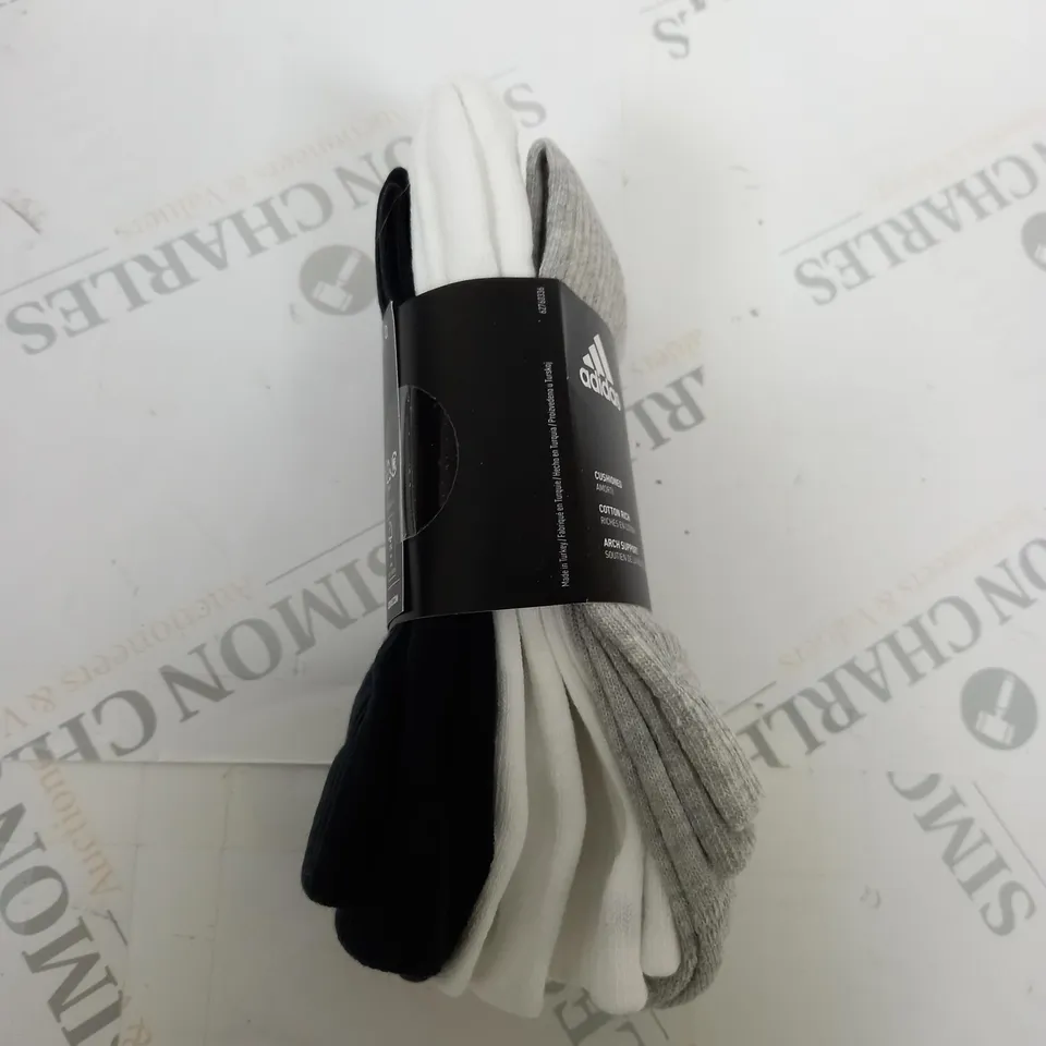 PACK OF 3 ADIDAS CUSHIONED SOCK SIZE 6.5-8