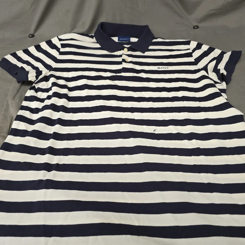 GANT STRIPED POLO SHIRT - SIZE LARGE